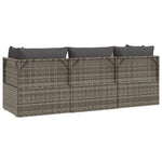 3 részes szürke polyrattan kerti ülőgarnitúra párnákkal 6