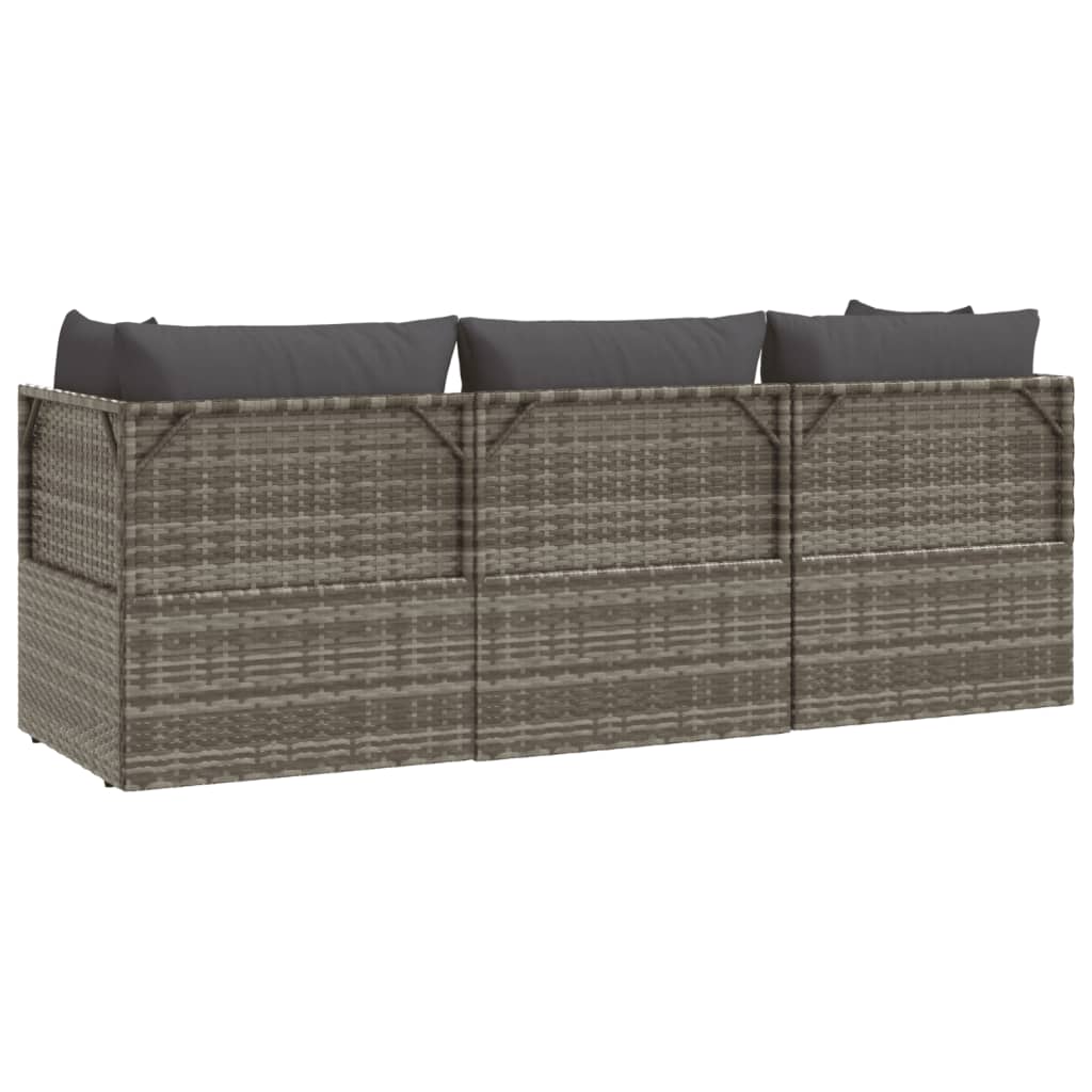 3 részes szürke polyrattan kerti ülőgarnitúra párnákkal 6