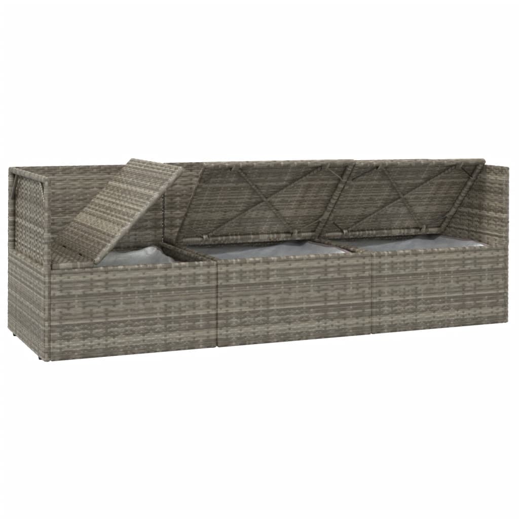 3 részes szürke polyrattan kerti ülőgarnitúra párnákkal 7
