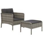 2 részes szürke polyrattan kerti ülőgarnitúra párnákkal 3