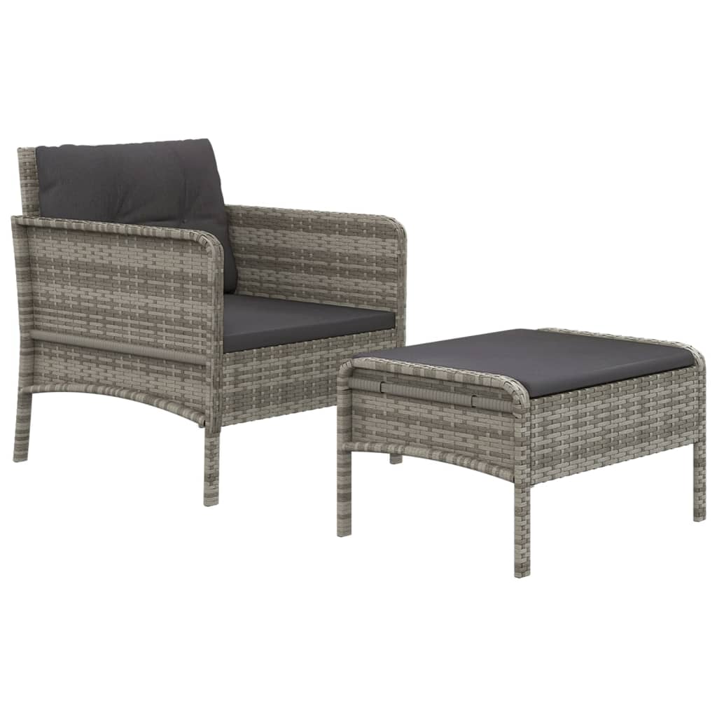 2 részes szürke polyrattan kerti ülőgarnitúra párnákkal 3
