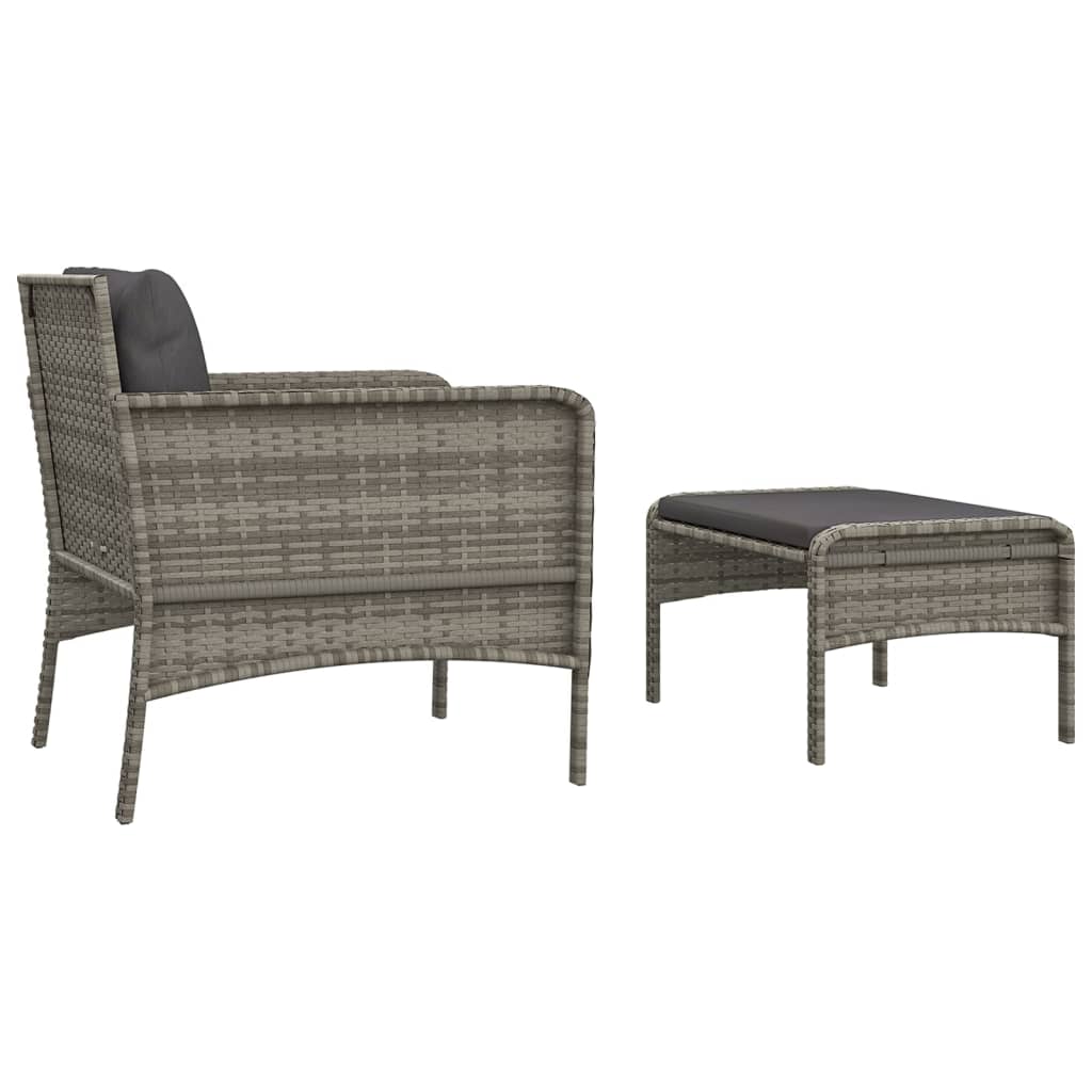 2 részes szürke polyrattan kerti ülőgarnitúra párnákkal 5