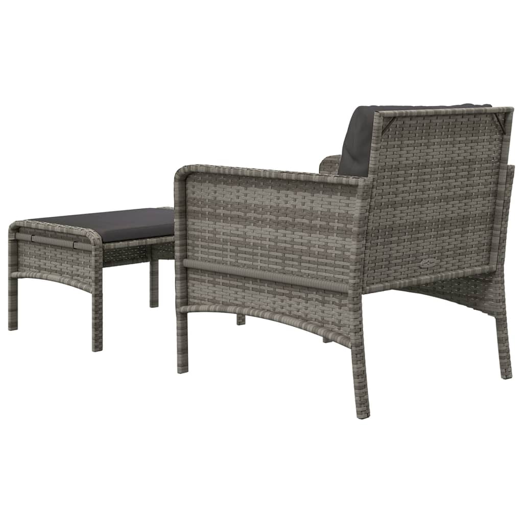 2 részes szürke polyrattan kerti ülőgarnitúra párnákkal 6
