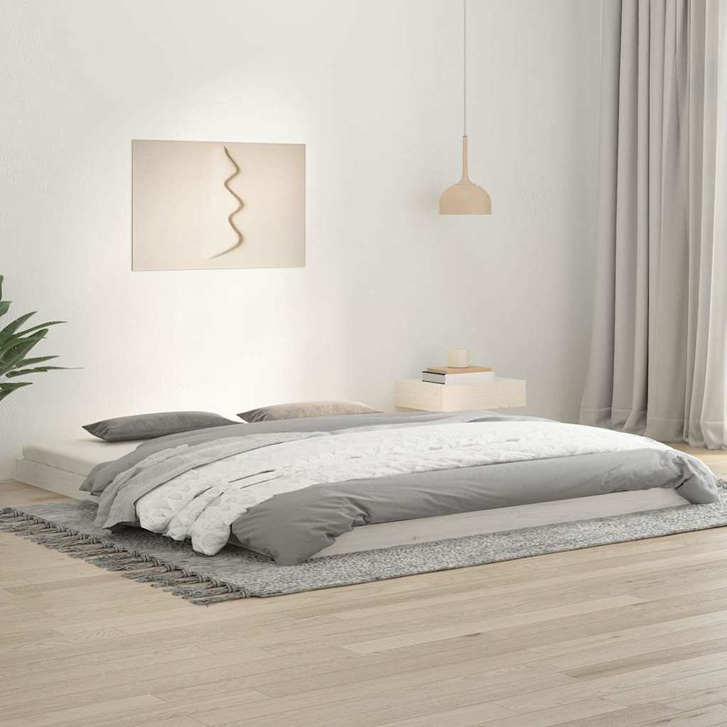 Fehér tömör fenyőfa ágykeret 180 x 200 cm (Super King Size)