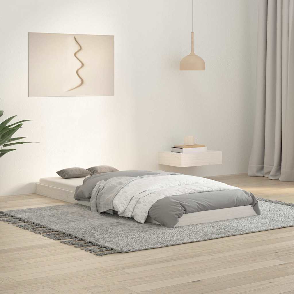 Fehér tömör fenyőfa ágykeret 75 x 190 cm Small Single