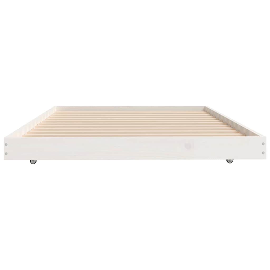 Fehér tömör fenyő ágykeret matrac nélkül 80 x 200 cm 6