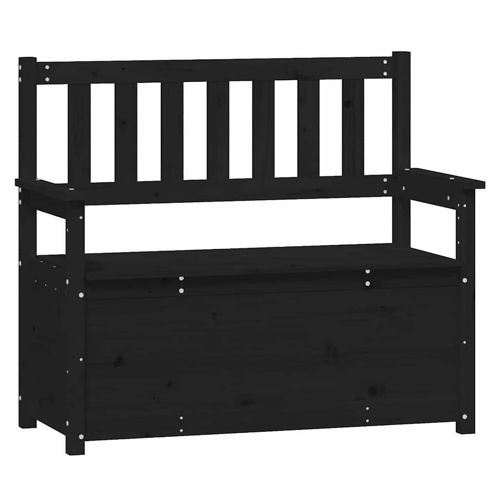 Fekete tömör fenyőfa pad 112,5 x 51,5 x 96,5 cm 2