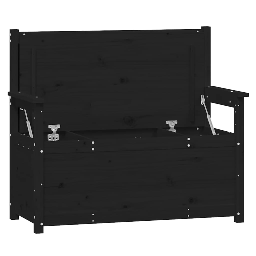 Fekete tömör fenyőfa pad 112,5 x 51,5 x 96,5 cm 5