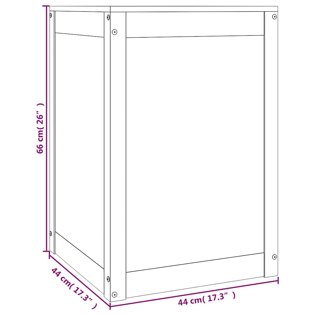 Fekete tömör fenyőfa szennyestartó láda 44 x 44 x 66 cm 10