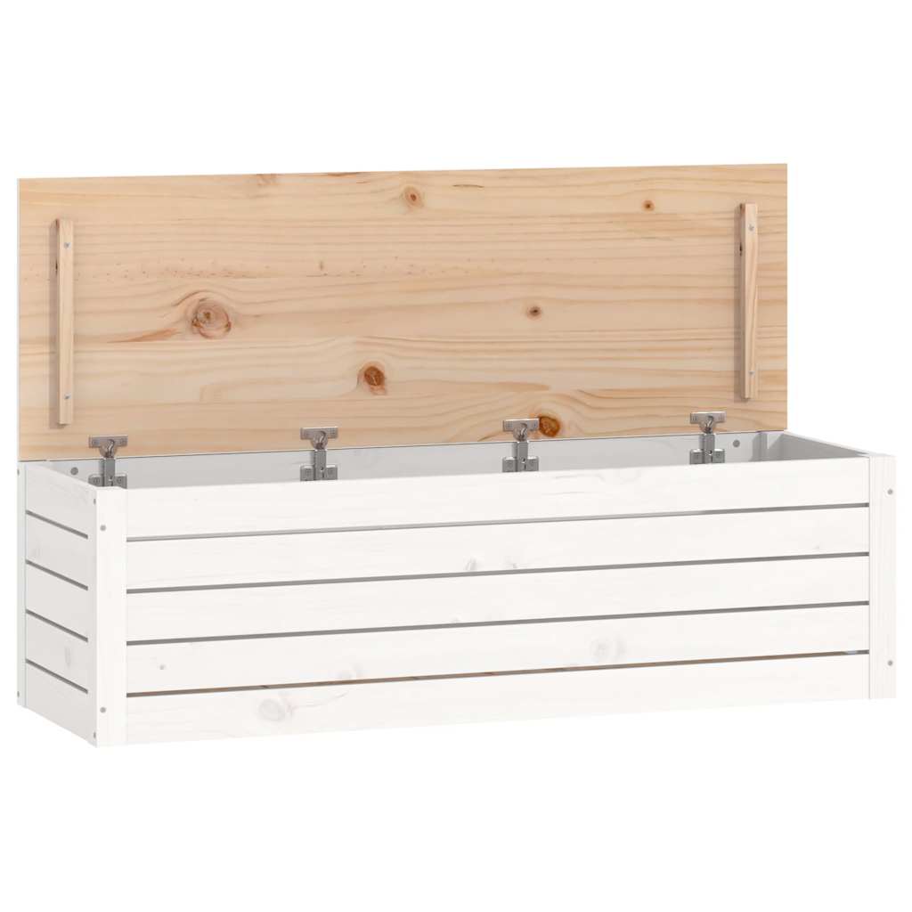 Fehér tömör fenyőfa tárolóláda 109 x 36,5 x 33 cm 2