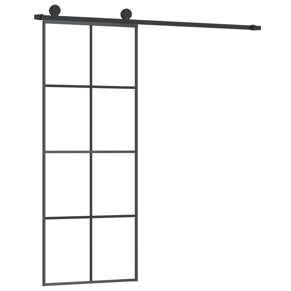 ESG üveg és alumínium tolóajtó fémszerelvény-szettel 76x205 cm 2