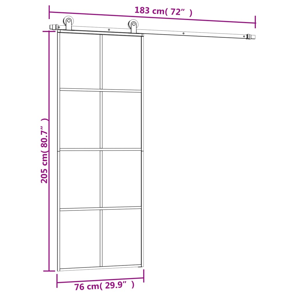 ESG üveg és alumínium tolóajtó fémszerelvény-szettel 76x205 cm 9