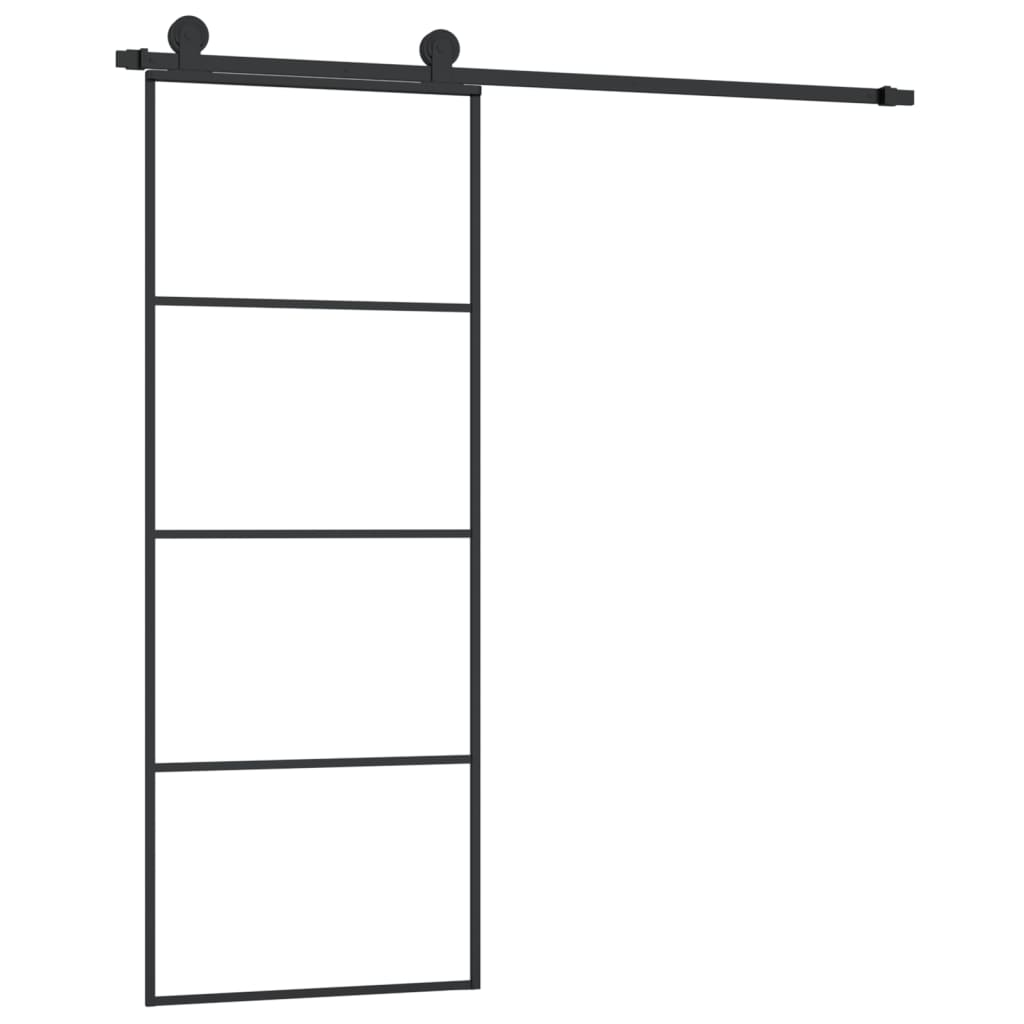 ESG üveg és alumínium tolóajtó fémszerelvény-szettel 76x205 cm 2