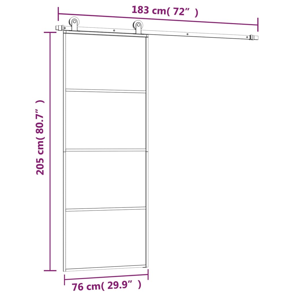 ESG üveg és alumínium tolóajtó fémszerelvény-szettel 76x205 cm 8