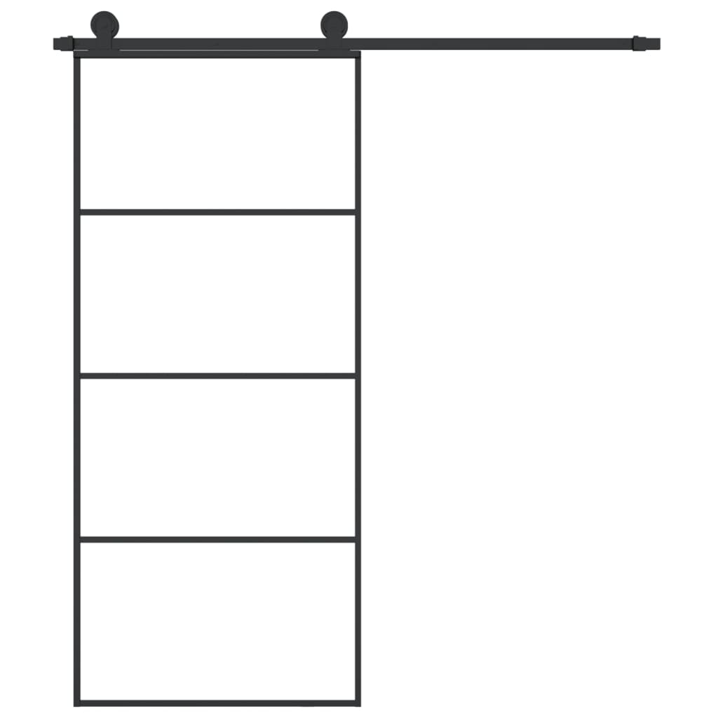 ESG üveg és alumínium tolóajtó fémszerelvény-szettel 90x205 cm 3