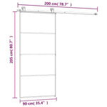 ESG üveg és alumínium tolóajtó fémszerelvény-szettel 90x205 cm 8