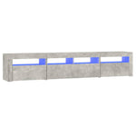 Betonszürke TV-szekrény LED lámpákkal 210x35x40 cm 2