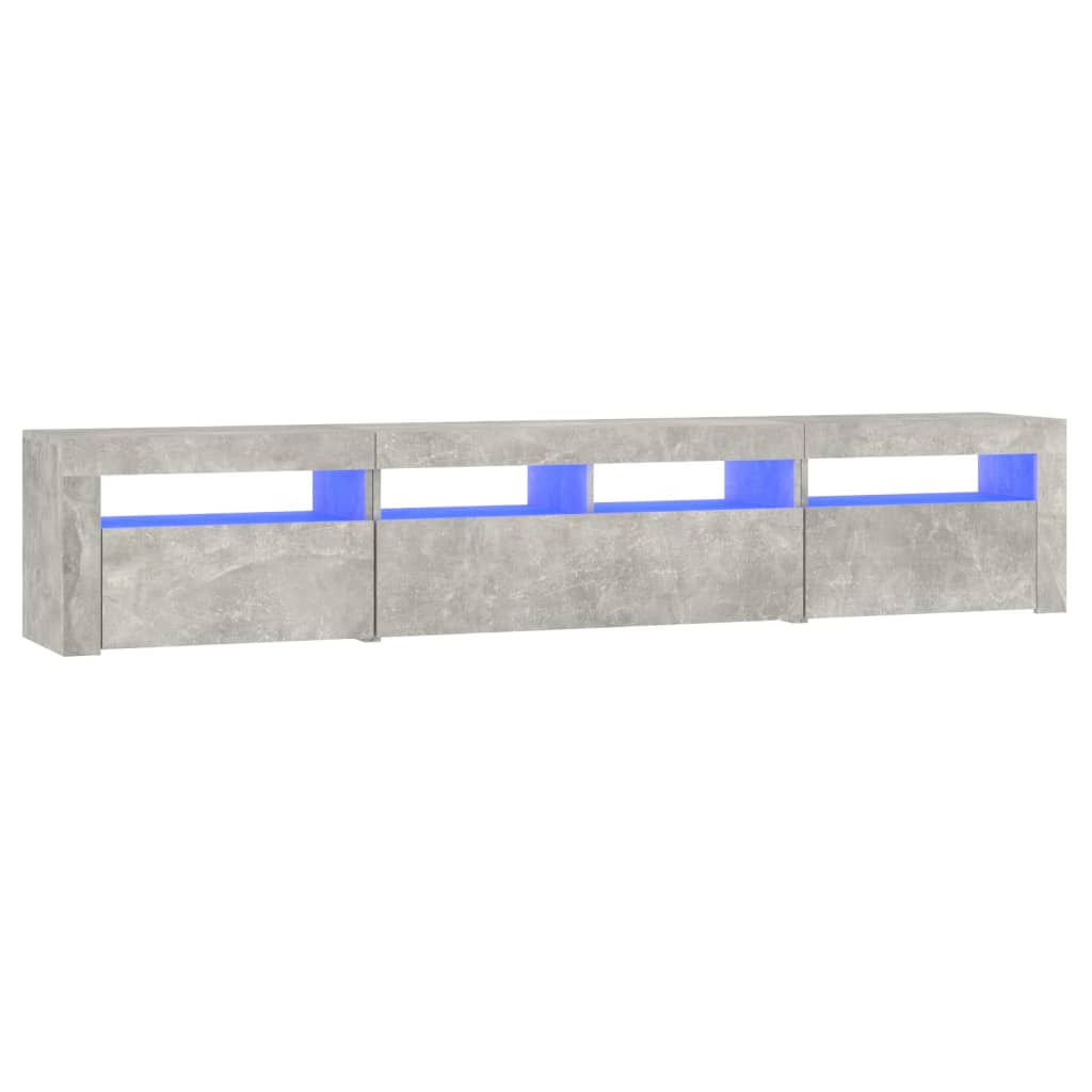 Betonszürke TV-szekrény LED lámpákkal 210x35x40 cm 2