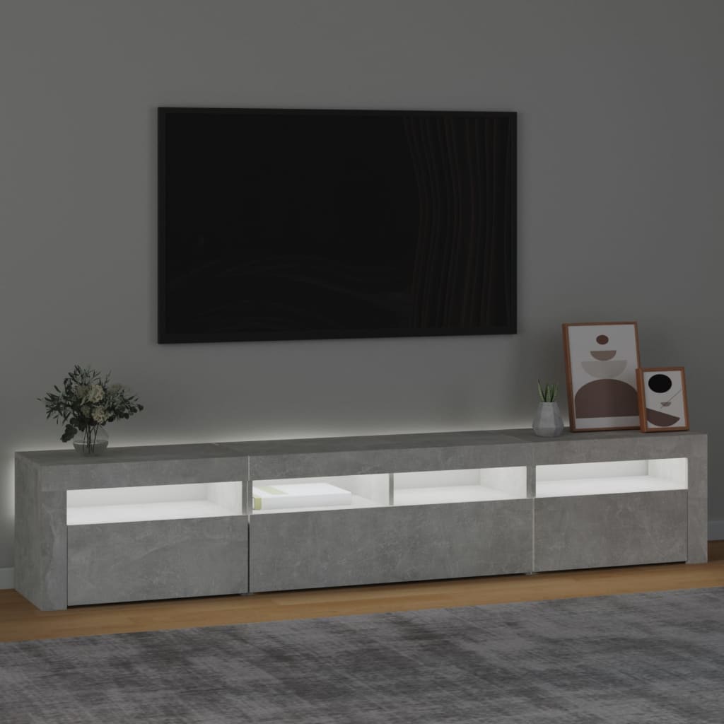 Betonszürke TV-szekrény LED lámpákkal 210x35x40 cm 3