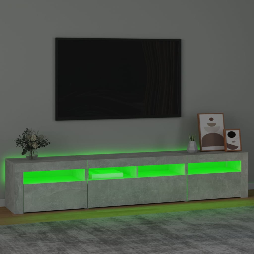 Betonszürke TV-szekrény LED lámpákkal 210x35x40 cm 4