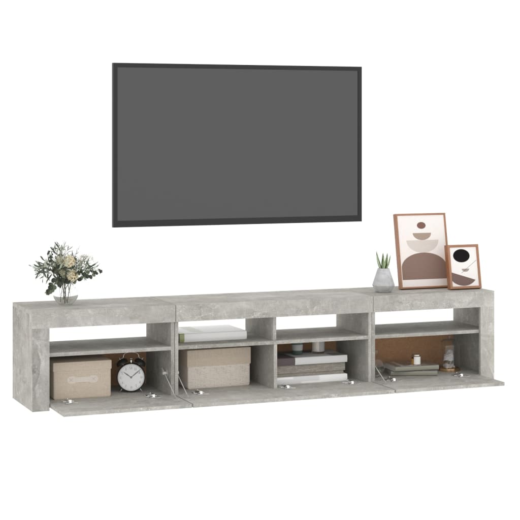Betonszürke TV-szekrény LED lámpákkal 210x35x40 cm 11