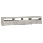 Betonszürke TV-szekrény LED lámpákkal 210x35x40 cm 6