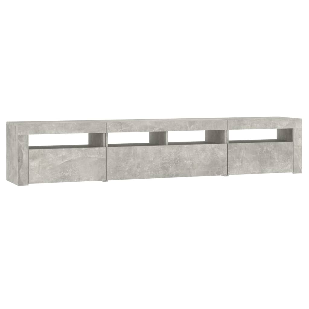 Betonszürke TV-szekrény LED lámpákkal 210x35x40 cm 6