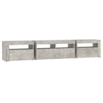 Betonszürke TV-szekrény LED lámpákkal 210x35x40 cm 7