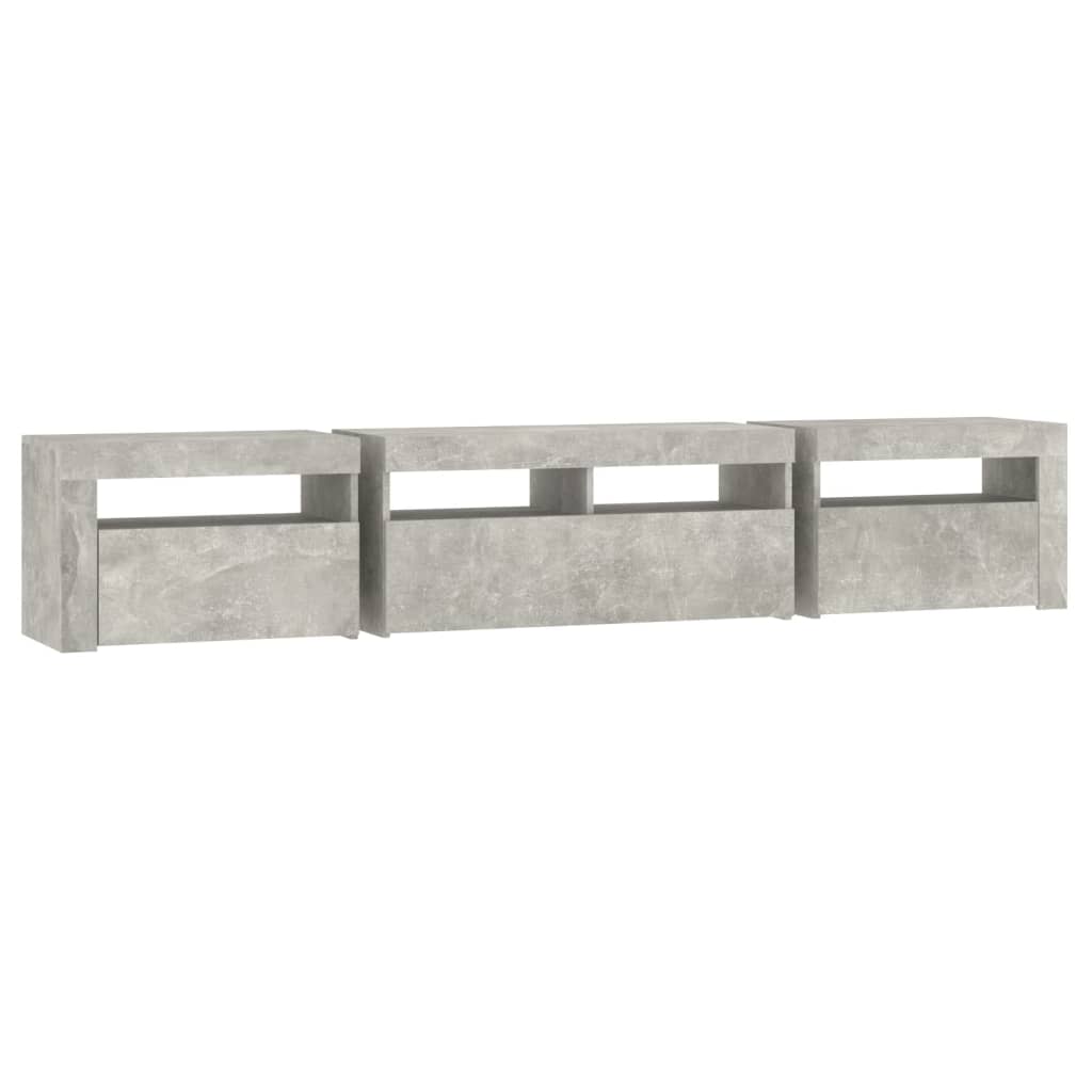 Betonszürke TV-szekrény LED lámpákkal 210x35x40 cm 7