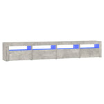 Betonszürke TV-szekrény LED-lámpákkal 240x35x40 cm 2