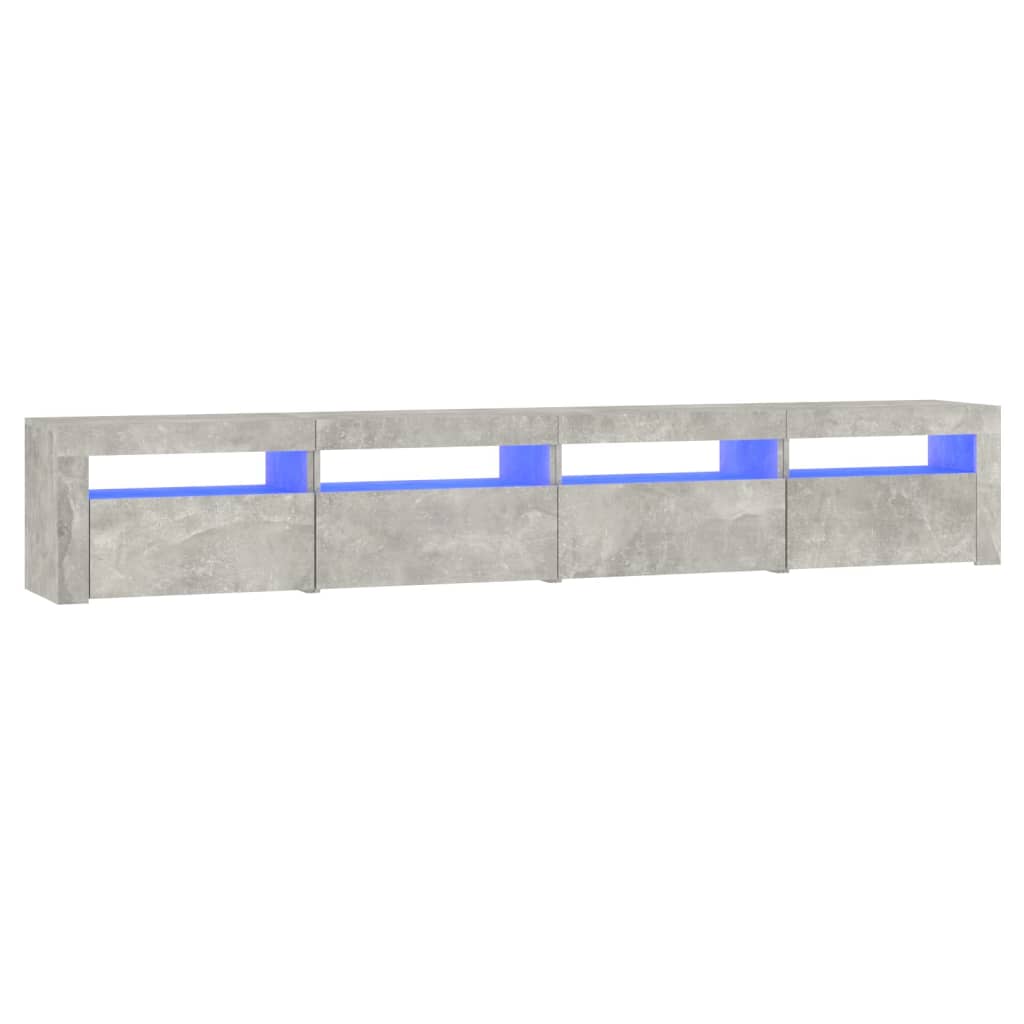 Betonszürke TV-szekrény LED-lámpákkal 240x35x40 cm 2