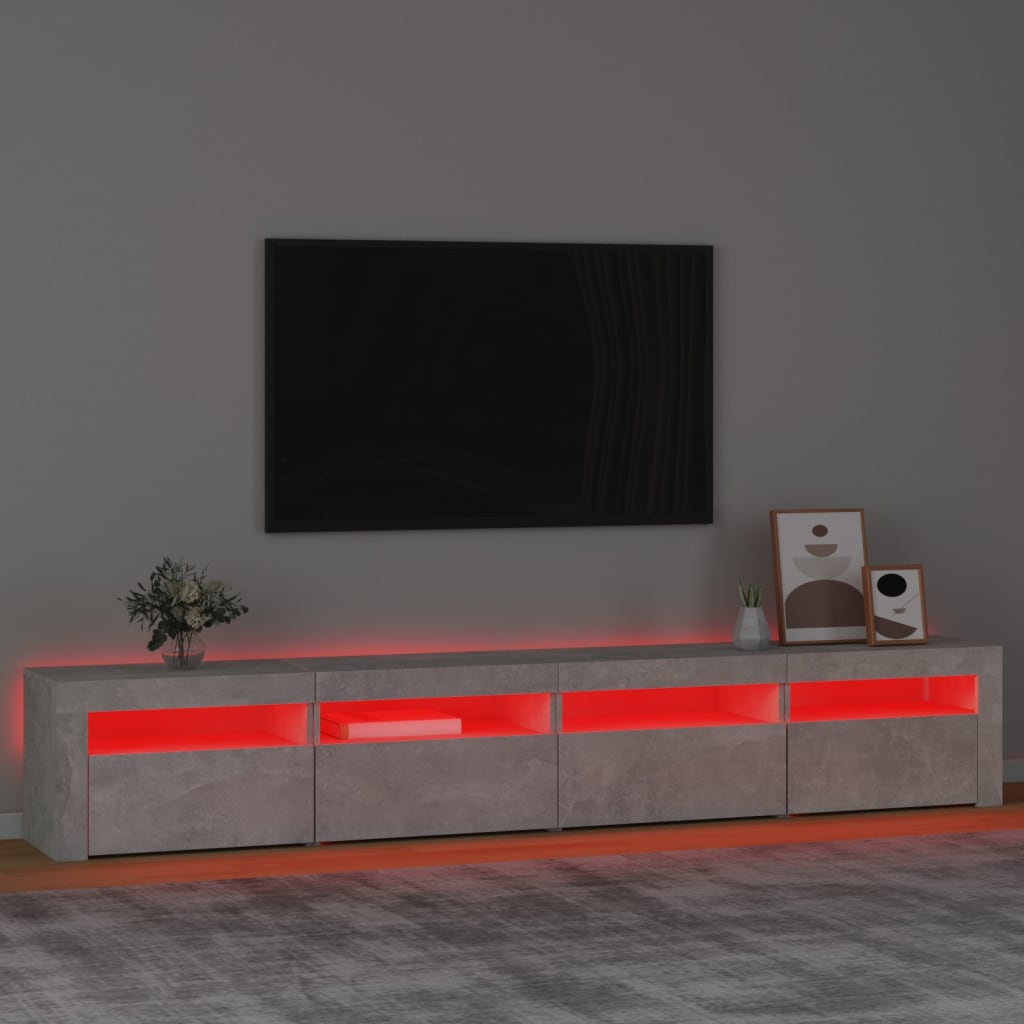 Betonszürke TV-szekrény LED-lámpákkal 240x35x40 cm 5
