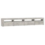 Betonszürke TV-szekrény LED-lámpákkal 240x35x40 cm 6