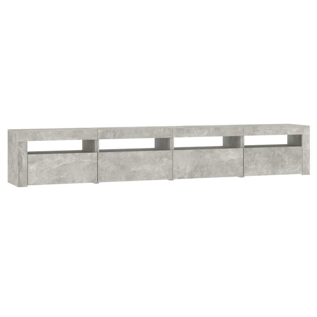 Betonszürke TV-szekrény LED-lámpákkal 240x35x40 cm 6