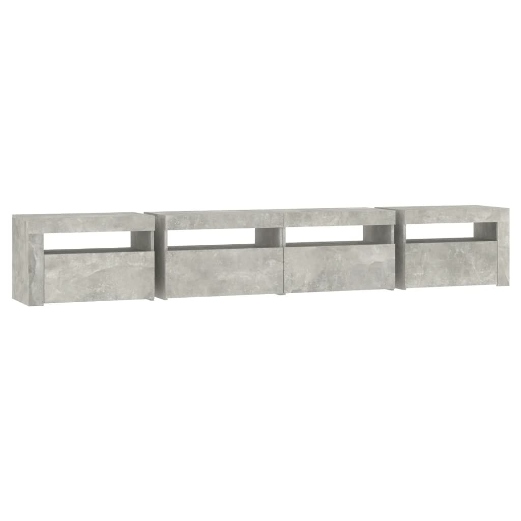 Betonszürke TV-szekrény LED-lámpákkal 240x35x40 cm 7