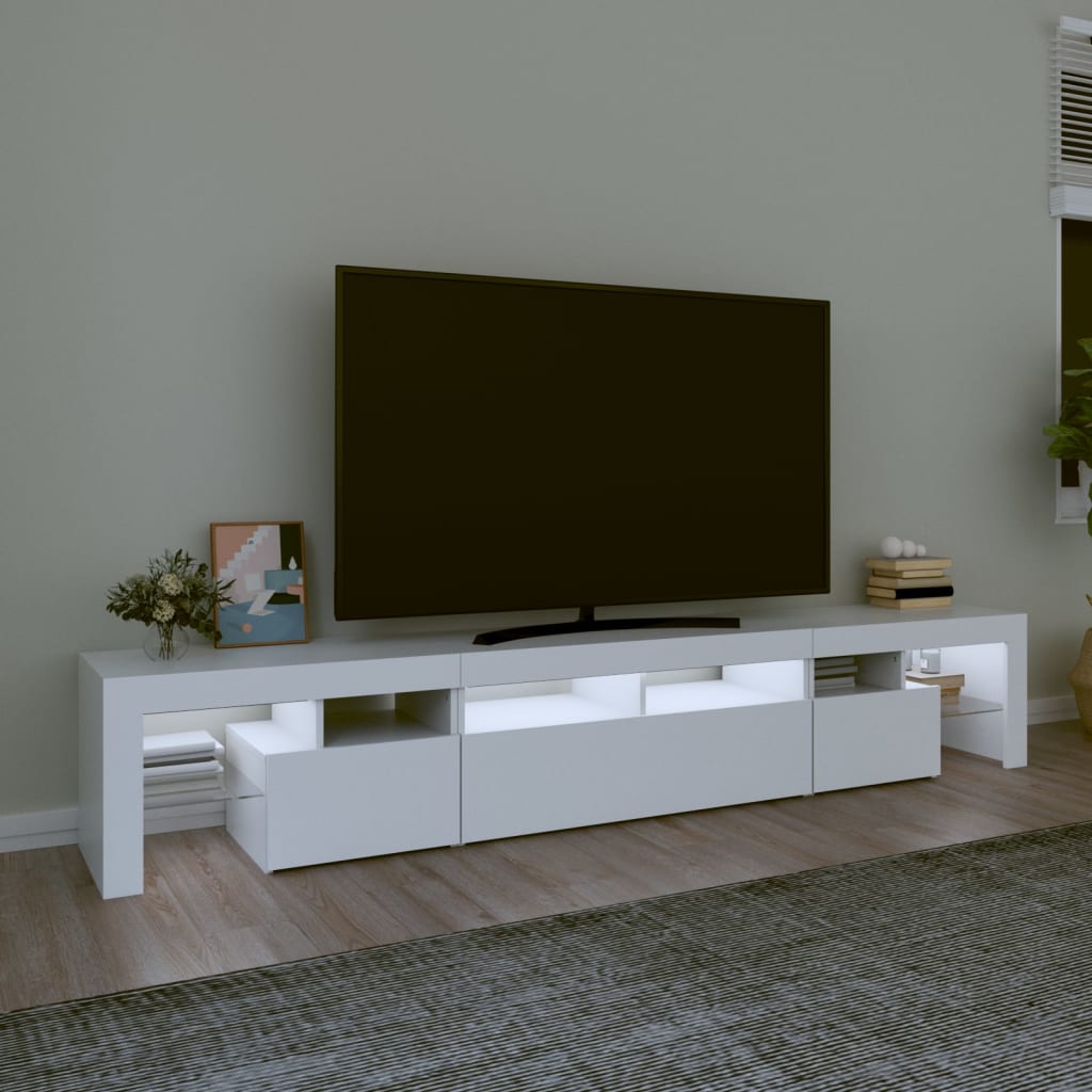 Fehér TV-szekrény LED-lámpákkal 230x36,5x40 cm 3