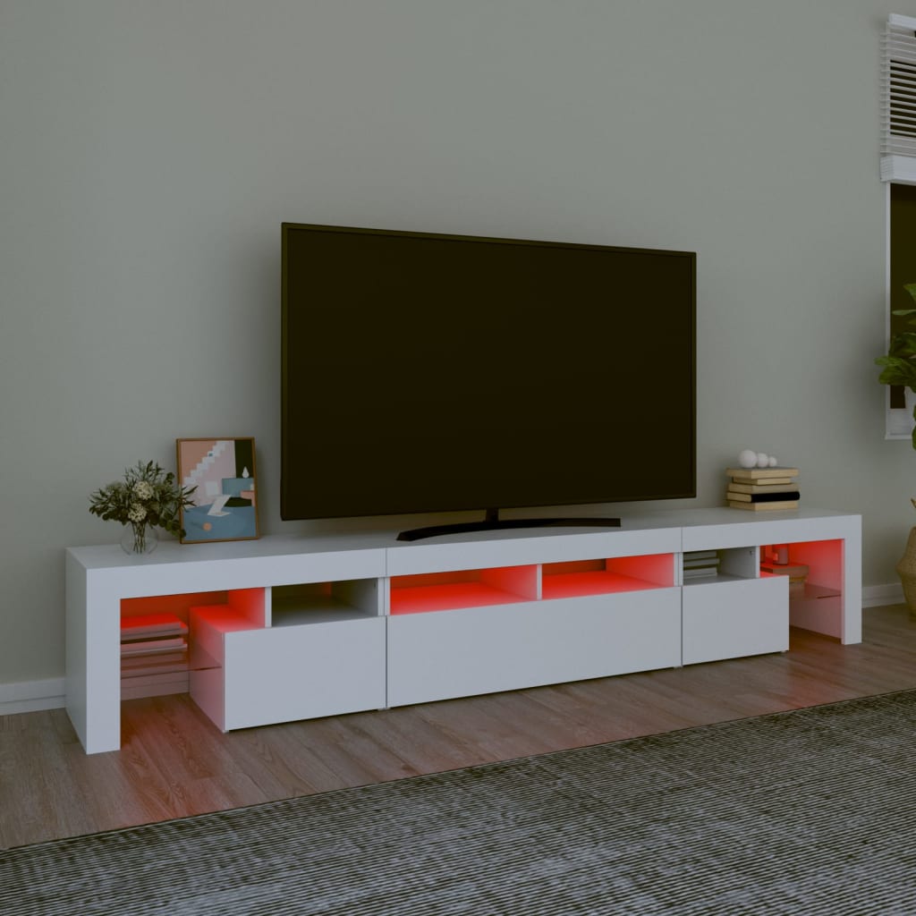 Fehér TV-szekrény LED-lámpákkal 230x36,5x40 cm 5