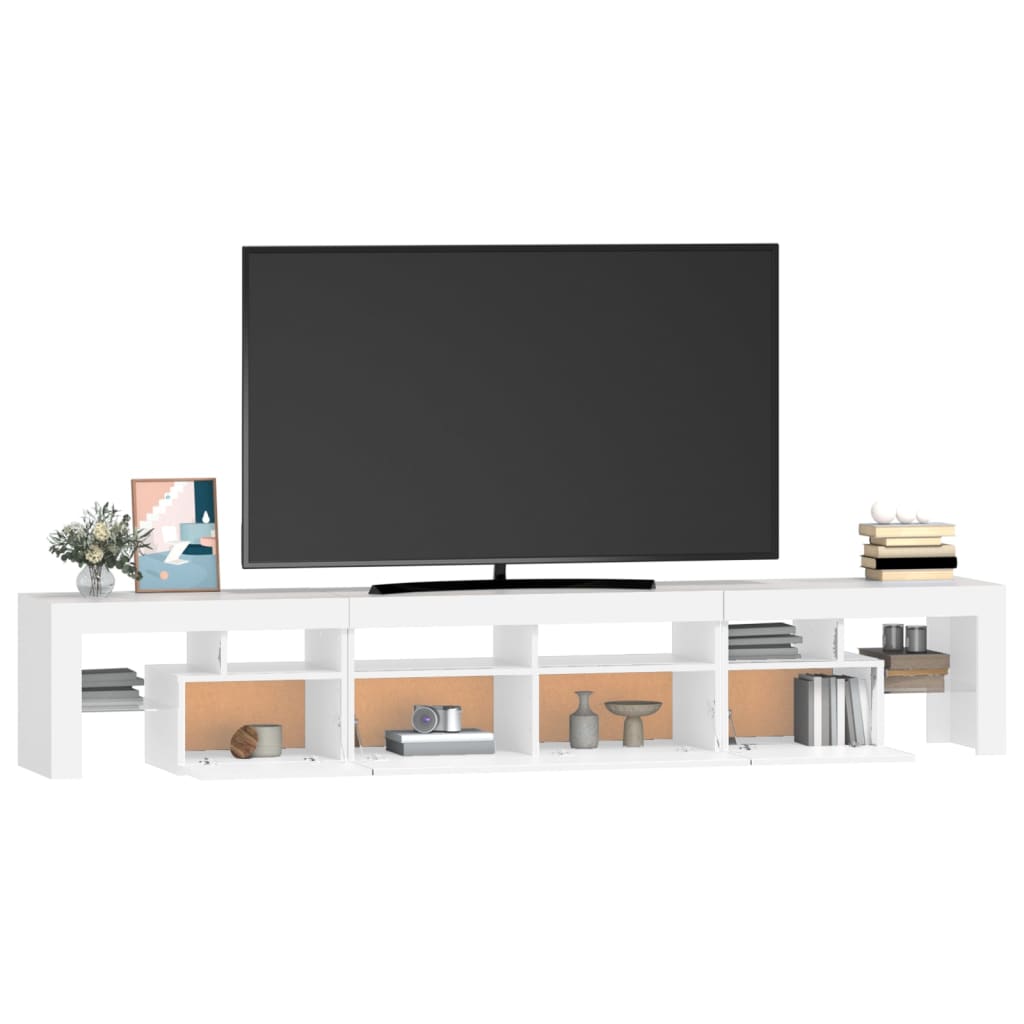 Fehér TV-szekrény LED-lámpákkal 230x36,5x40 cm 14