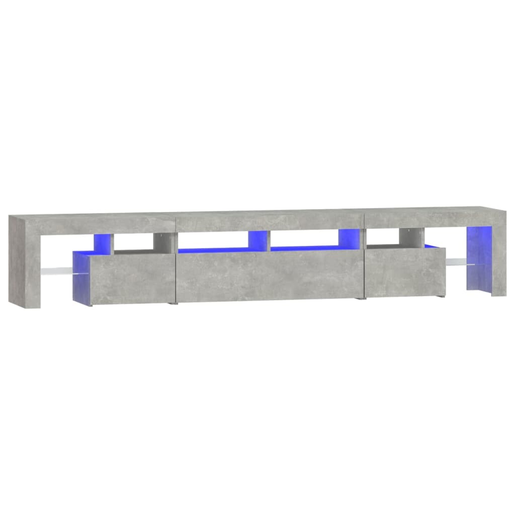 Betonszürke TV-szekrény LED lámpákkal 230x36,5x40 cm 2