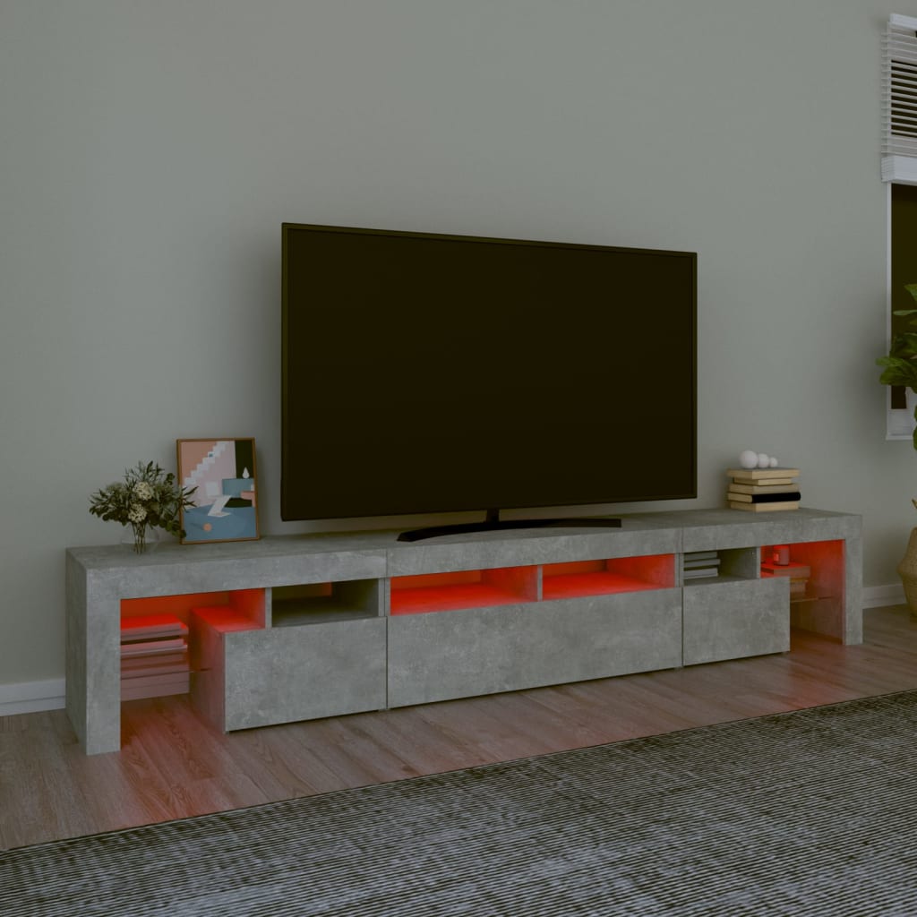 Betonszürke TV-szekrény LED lámpákkal 230x36,5x40 cm 5