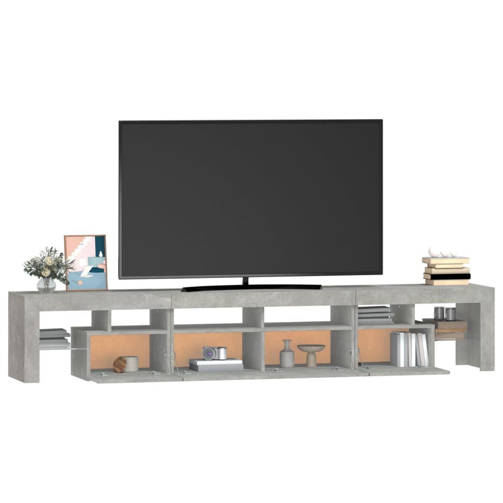 Betonszürke TV-szekrény LED lámpákkal 230x36,5x40 cm 14