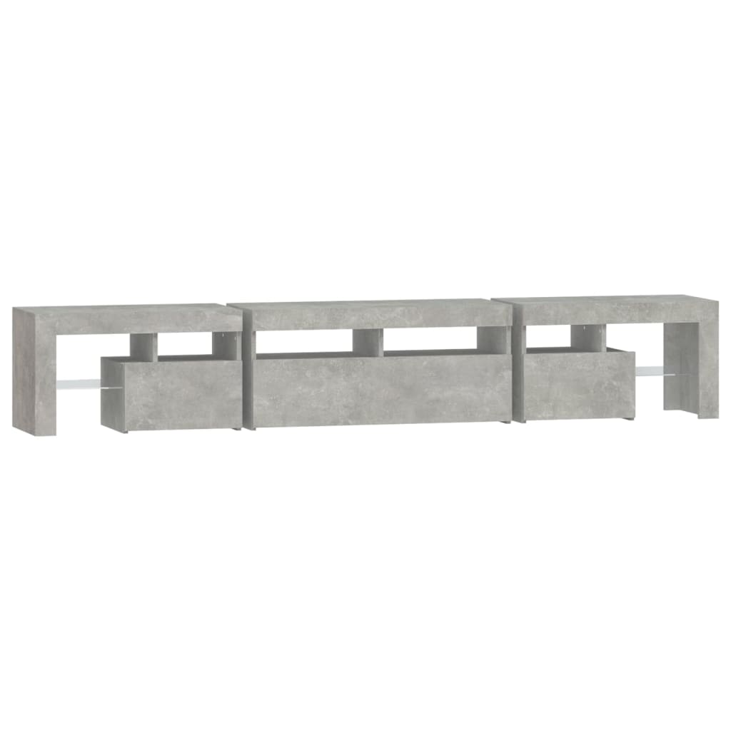 Betonszürke TV-szekrény LED lámpákkal 230x36,5x40 cm 7