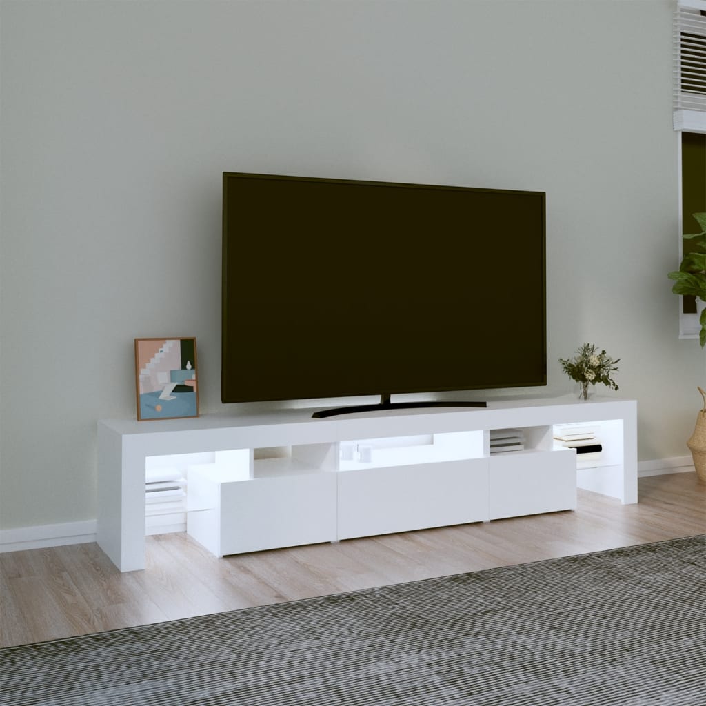 Fehér TV-szekrény LED-lámpákkal 200x36,5x40 cm 3
