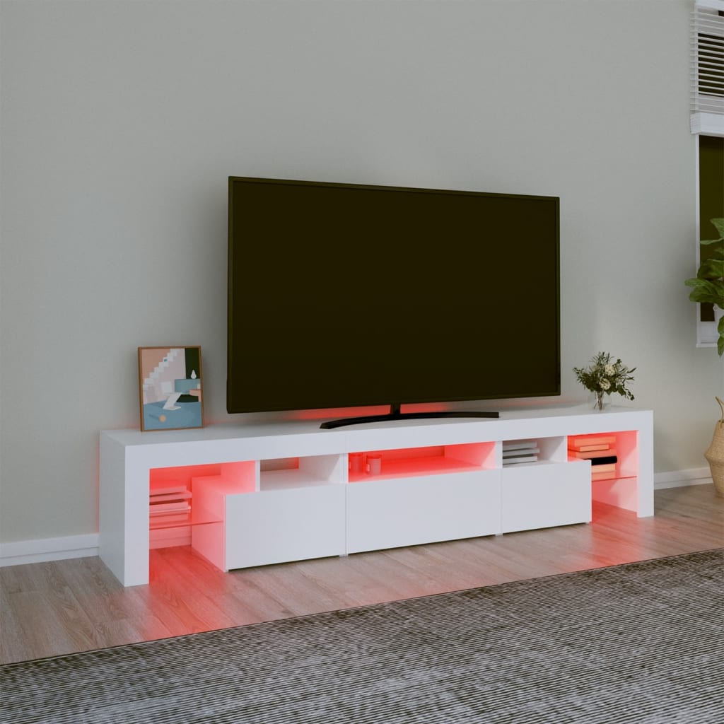 Fehér TV-szekrény LED-lámpákkal 200x36,5x40 cm 5