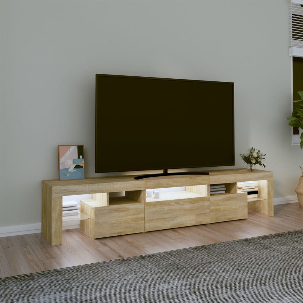 Sonoma tölgy színű TV-szekrény LED-lámpákkal 200x36,5x40 cm 3