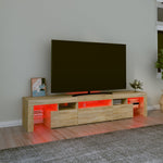 Sonoma tölgy színű TV-szekrény LED-lámpákkal 200x36,5x40 cm 5