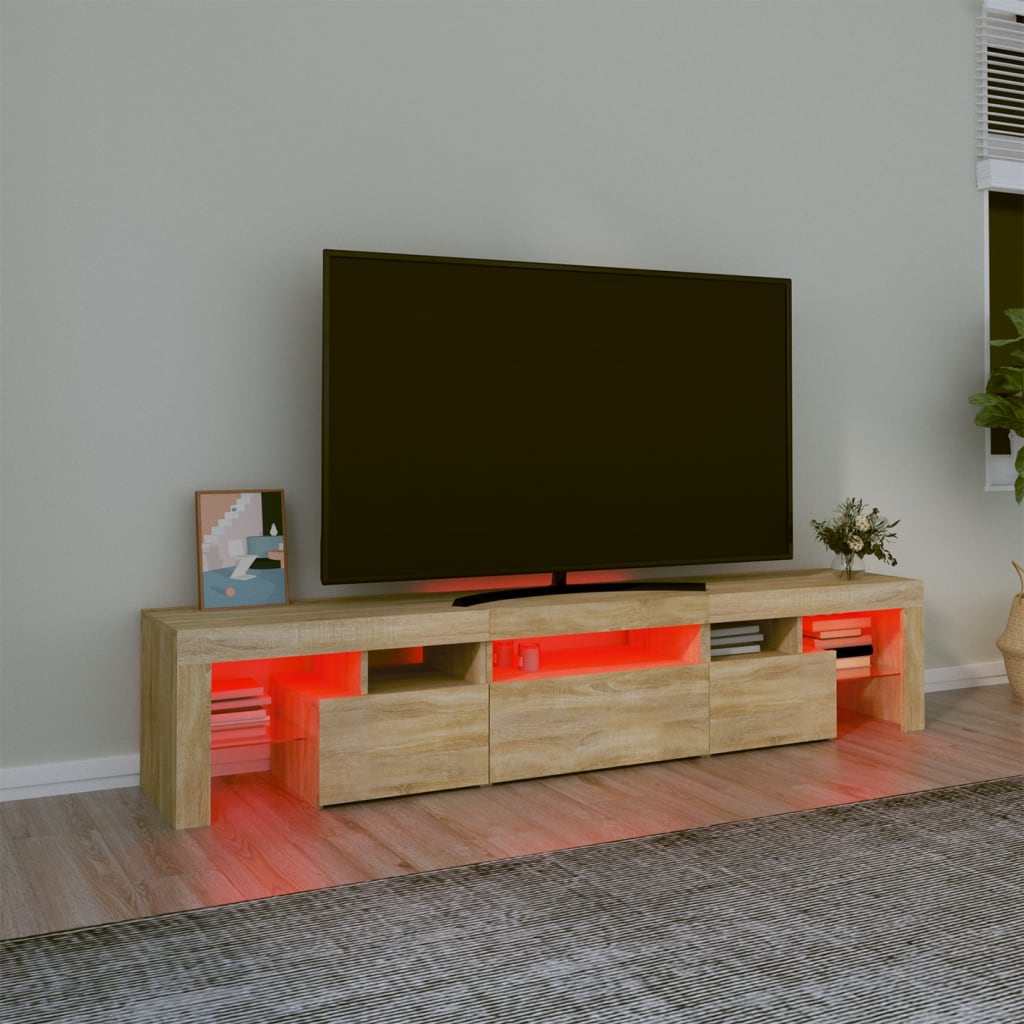 Sonoma tölgy színű TV-szekrény LED-lámpákkal 200x36,5x40 cm 5