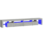 Betonszürke TV-szekrény LED lámpákkal 260x36,5x40 cm 2