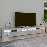 Betonszürke TV-szekrény LED lámpákkal 260x36,5x40 cm 3