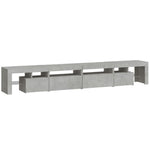 Betonszürke TV-szekrény LED lámpákkal 260x36,5x40 cm 6